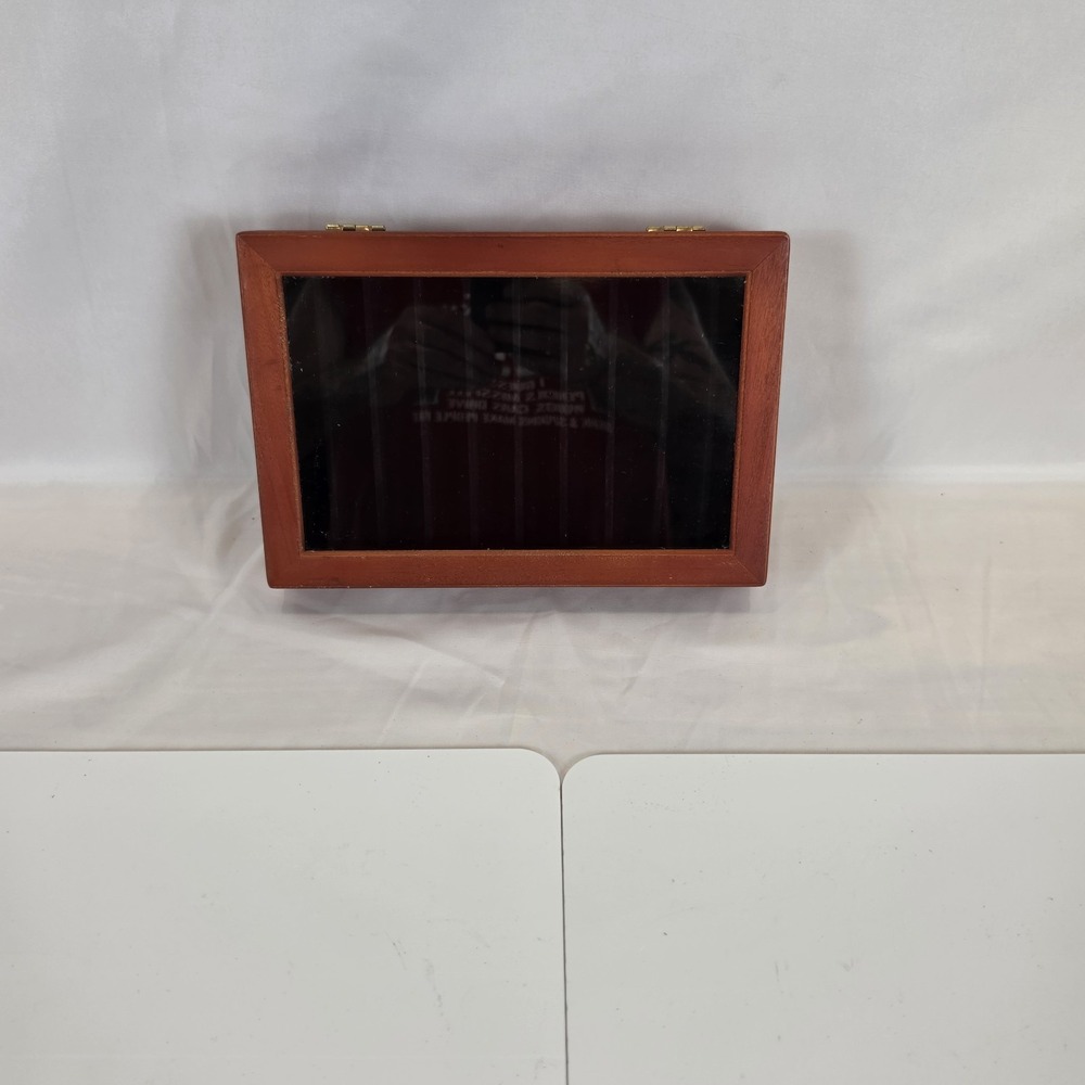 Vintage Wooden Fountain Pen Display Case Glass Top Storage Box Holds 10 Pens - Picture 5 of 10